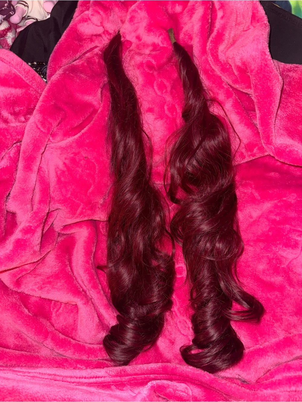 Red Burgundy Bendable Curly Hair Extensions - Unbranded